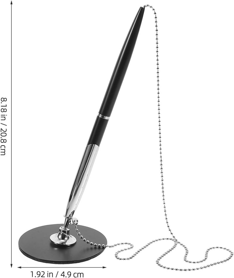 DIYEAH Rotate Signature Pen with Chain and Adhesive Base - Metal Desktop Writing Pen for Office Bank Counter and Business Use 8.18 Inches - Image 4